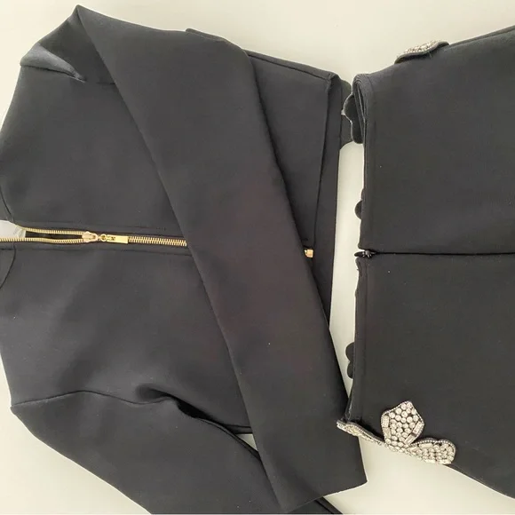 Elegant Black Dress Silver Embellishments luxury outfit set Bronx banco Hindu - Picture 5 of 5